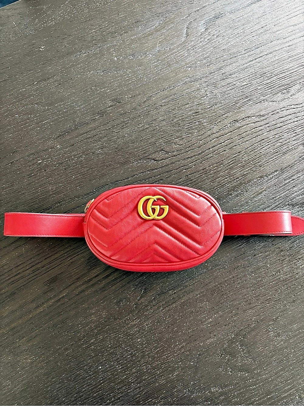 Gucci GG Marmont Matelasse Leather Belt Bag in Red